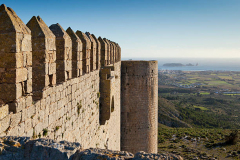 View from the top of this medi Castle called "El Montgri" near the sea in Costa Brava, Spain.