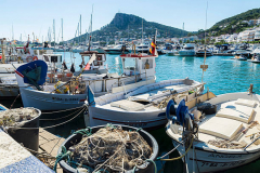 Estartit, Spain - June 24, 2016: Fishing port and recreational boats in Estartit located in the Costa Brava, Girona, Catalonia, Spain
